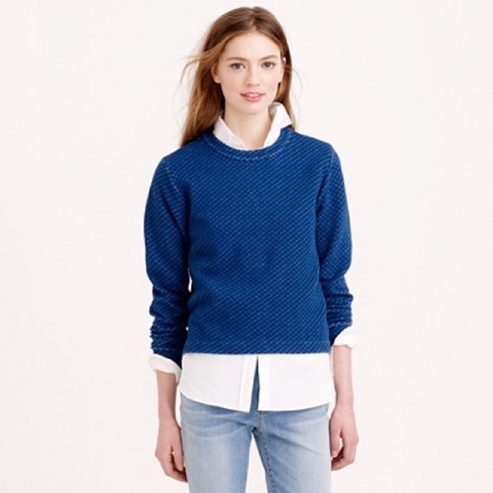 J.Crew Real Indigo Quilted Sweatshirt